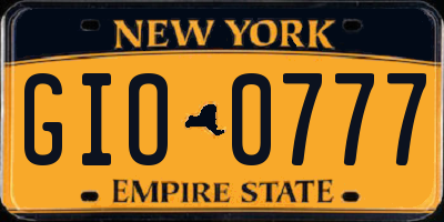 NY license plate GIO0777