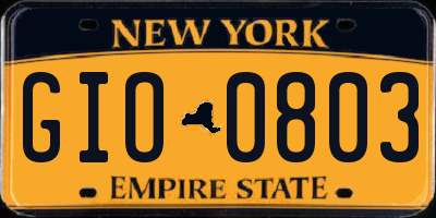 NY license plate GIO0803