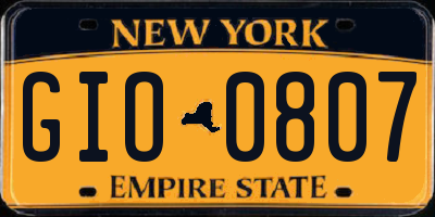 NY license plate GIO0807