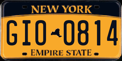 NY license plate GIO0814