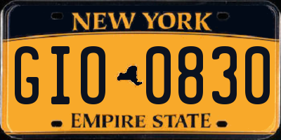 NY license plate GIO0830