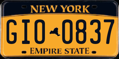 NY license plate GIO0837