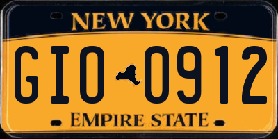 NY license plate GIO0912