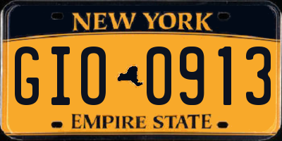 NY license plate GIO0913