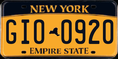NY license plate GIO0920