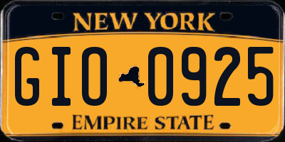 NY license plate GIO0925