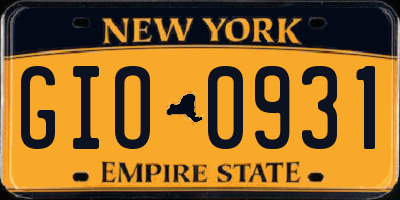 NY license plate GIO0931