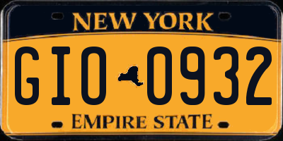 NY license plate GIO0932