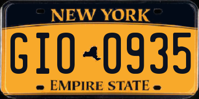 NY license plate GIO0935