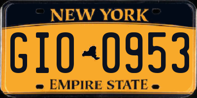 NY license plate GIO0953