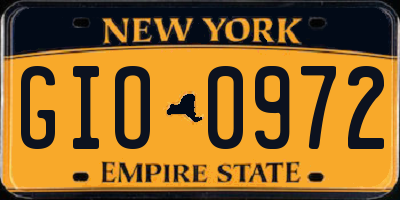NY license plate GIO0972