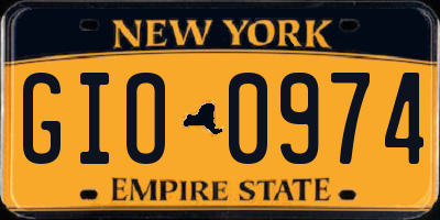 NY license plate GIO0974