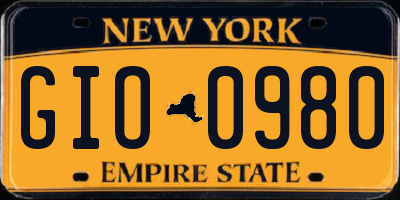 NY license plate GIO0980