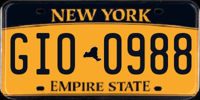 NY license plate GIO0988