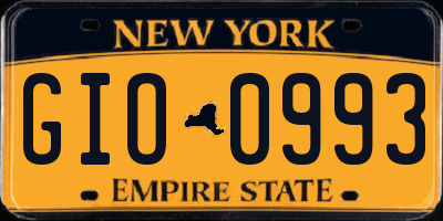 NY license plate GIO0993