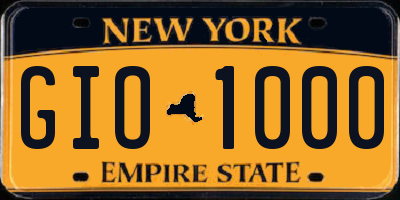 NY license plate GIO1000