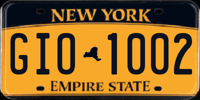 NY license plate GIO1002