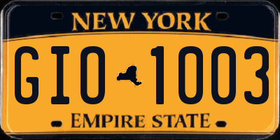 NY license plate GIO1003