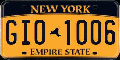 NY license plate GIO1006