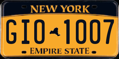NY license plate GIO1007