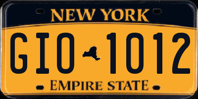 NY license plate GIO1012