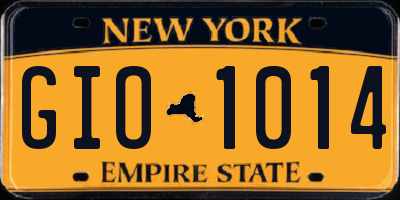 NY license plate GIO1014
