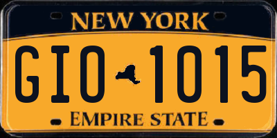 NY license plate GIO1015