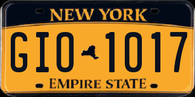 NY license plate GIO1017
