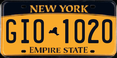NY license plate GIO1020