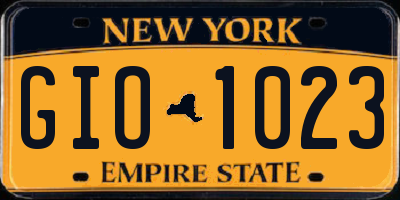 NY license plate GIO1023