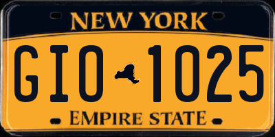 NY license plate GIO1025