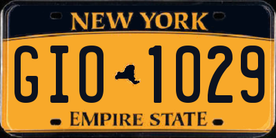 NY license plate GIO1029