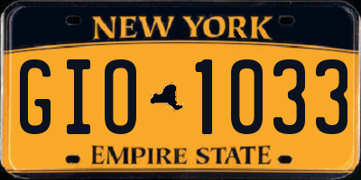 NY license plate GIO1033