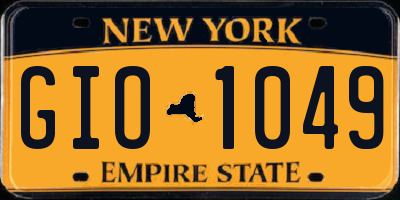 NY license plate GIO1049
