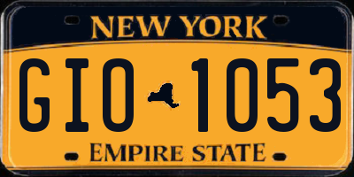 NY license plate GIO1053