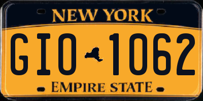 NY license plate GIO1062
