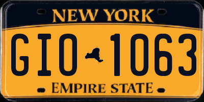 NY license plate GIO1063