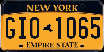 NY license plate GIO1065