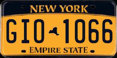 NY license plate GIO1066