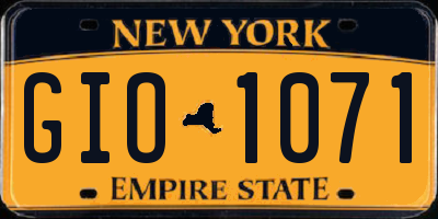 NY license plate GIO1071