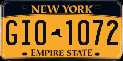 NY license plate GIO1072