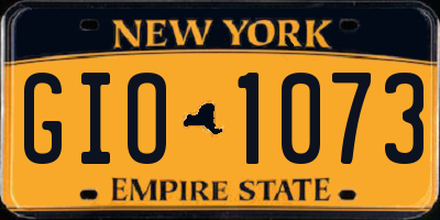 NY license plate GIO1073