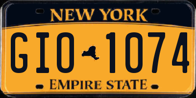NY license plate GIO1074