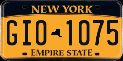 NY license plate GIO1075