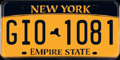 NY license plate GIO1081