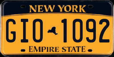 NY license plate GIO1092