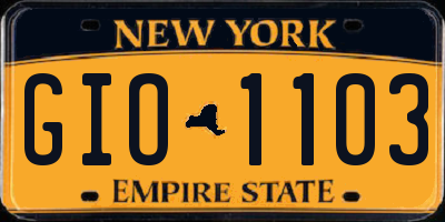 NY license plate GIO1103