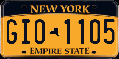 NY license plate GIO1105