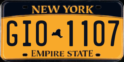 NY license plate GIO1107