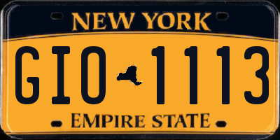 NY license plate GIO1113
